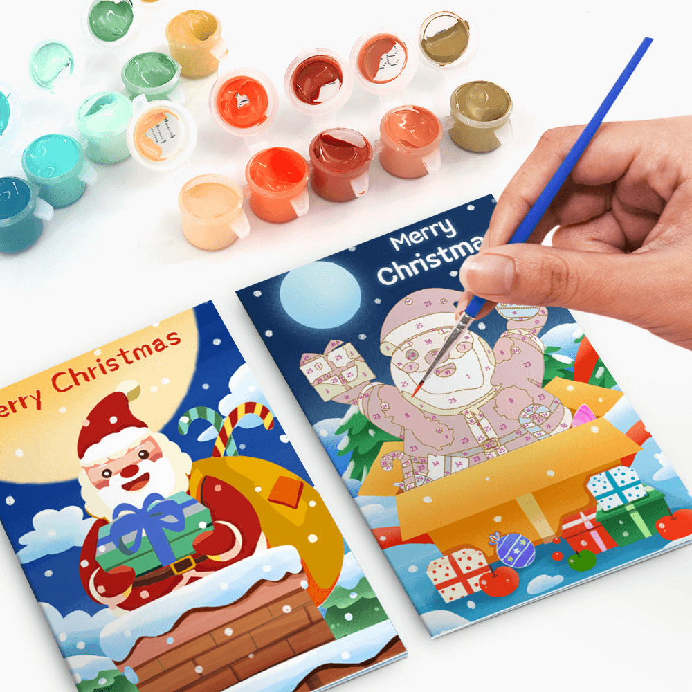 Santa Greeting Cards | Christmas Card Set | Portrait By Numbers