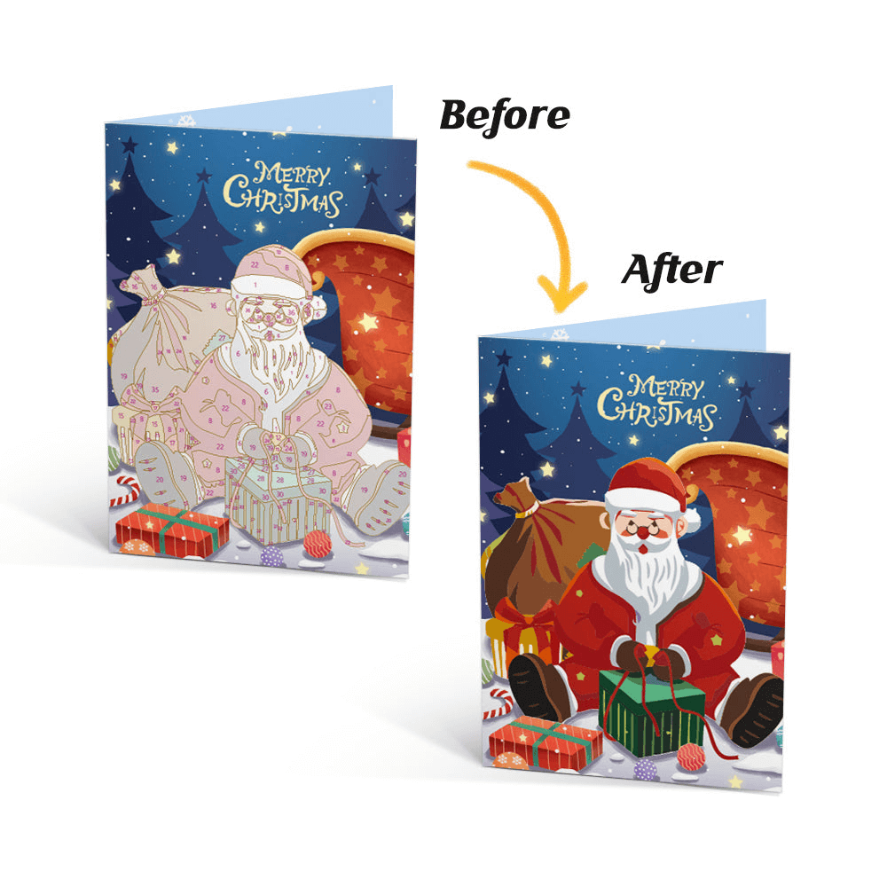 Santa Greeting Cards | Christmas Card Set | Portrait By Numbers
