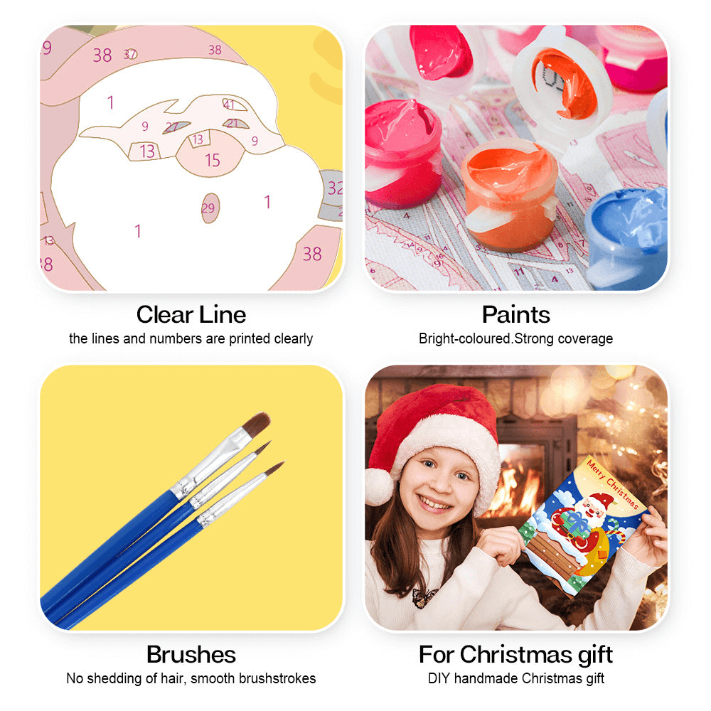Santa Greeting Cards | Christmas Card Set | Portrait By Numbers