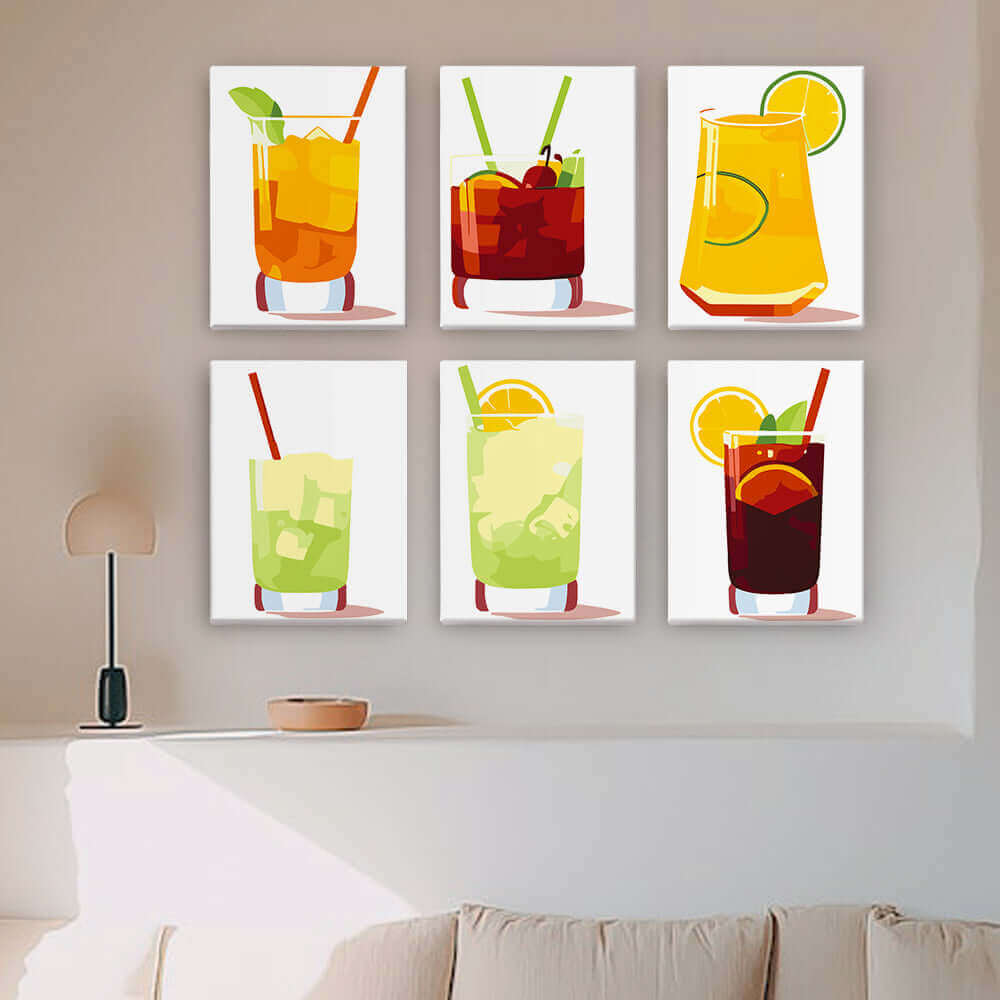 Drink Poster Set | Glassful Poster Set | Portrait By Numbers