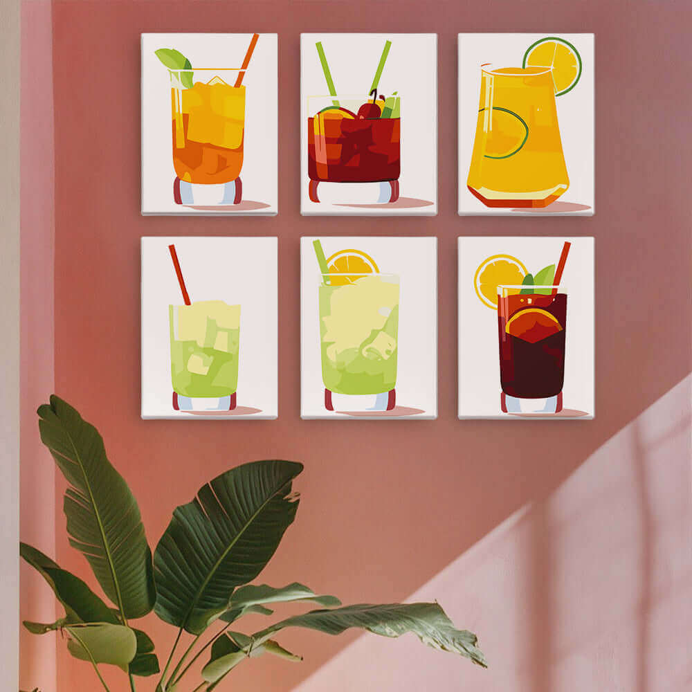 Drink Poster Set | Glassful Poster Set | Portrait By Numbers