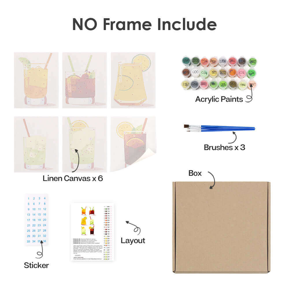 Drink Poster Set | Glassful Poster Set | Portrait By Numbers