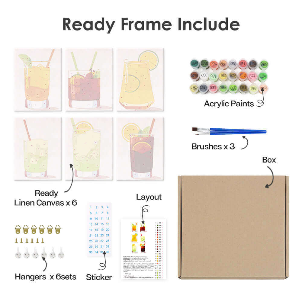 Drink Poster Set | Glassful Poster Set | Portrait By Numbers