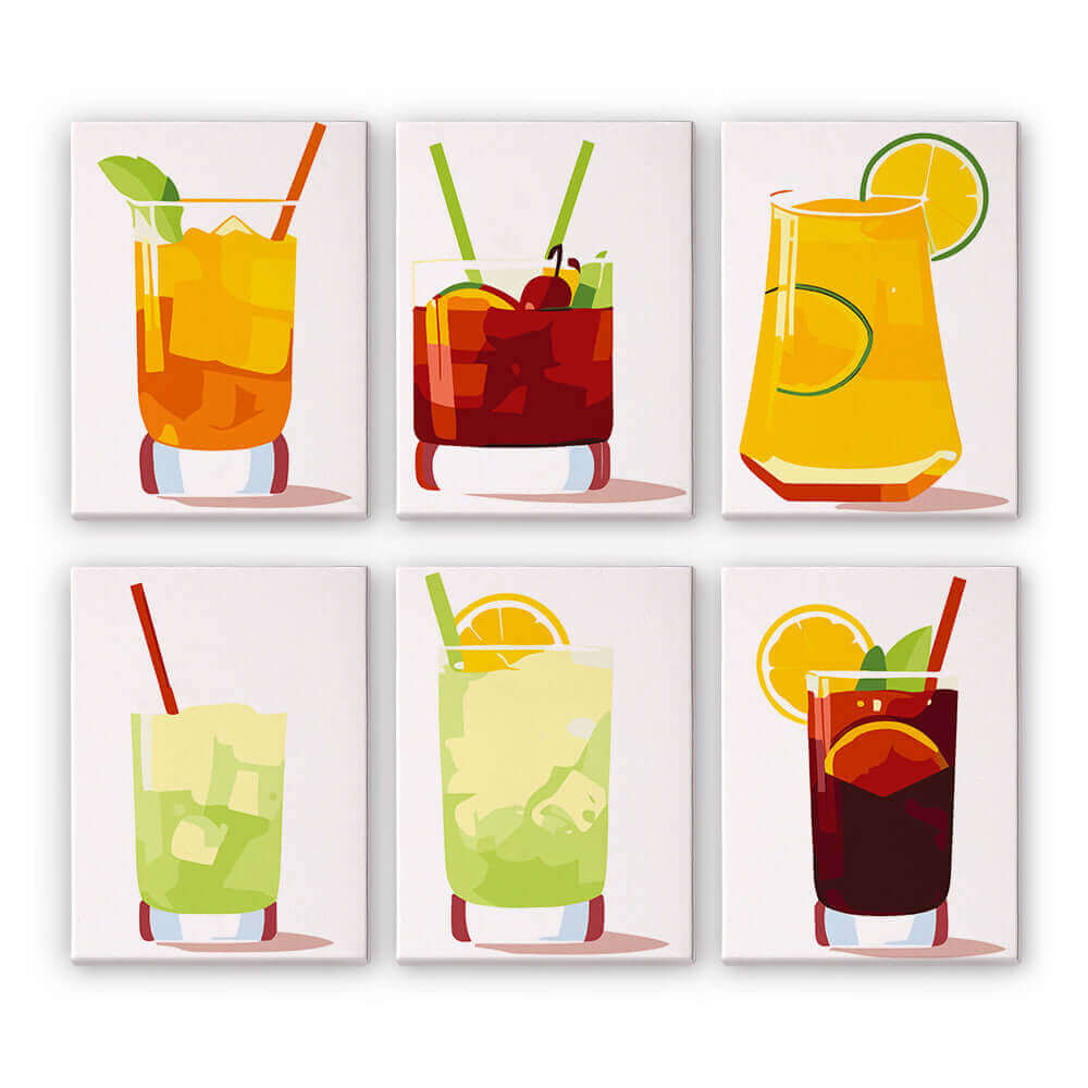 Drink Poster Set | Glassful Poster Set | Portrait By Numbers
