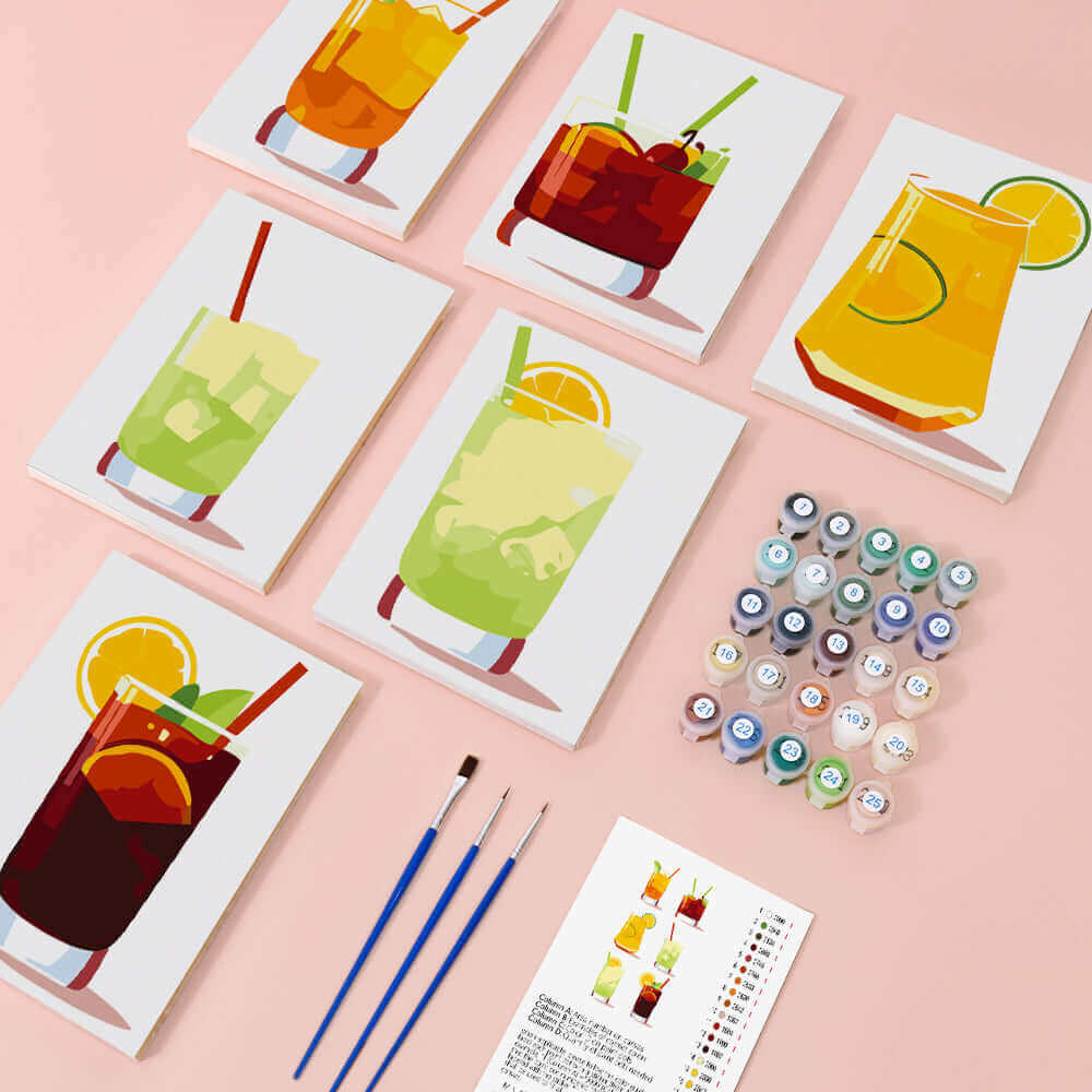 Drink Poster Set | Glassful Poster Set | Portrait By Numbers
