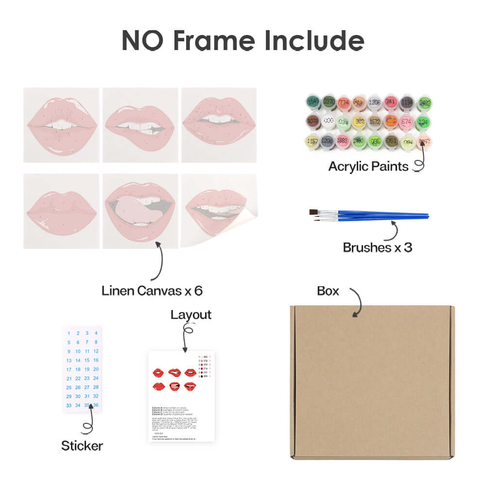 Lip Art Posters | Lip Poster Set | Portrait By Numbers