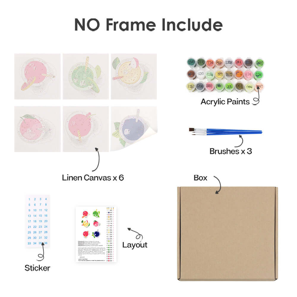 Fruit Drink Poster | Diy Painting Poster | Portrait By Numbers