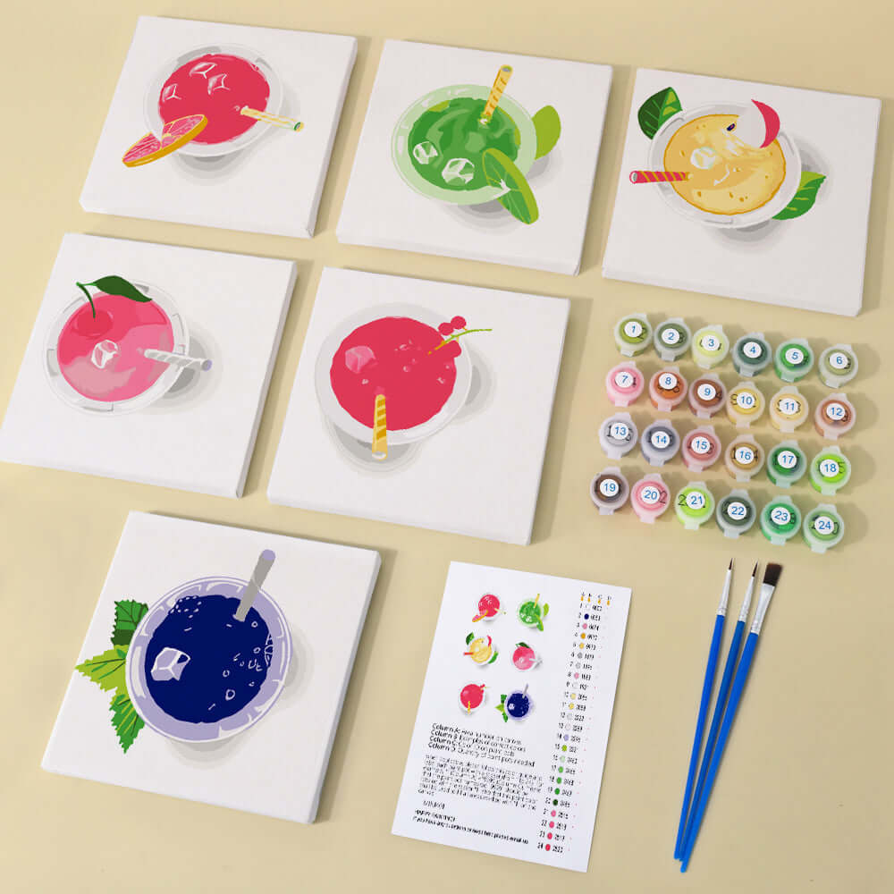 Fruit Drink Poster | Diy Painting Poster | Portrait By Numbers